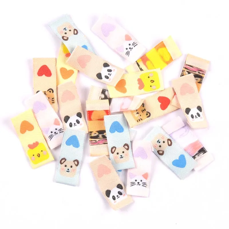 Mixed Color Heart Love Animal Pattern 50pcs Handmade Woven Label For Clothing Labels Shoes Bags Garment Tags 15x40mm CP3233