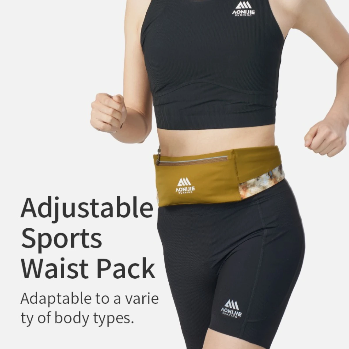 AONIJIE W8146 Running Sports Waist Pack Adjustable Marathon Belt Breathable Phone Pouch Crossbody Fanny Pack for Fitness Hiking