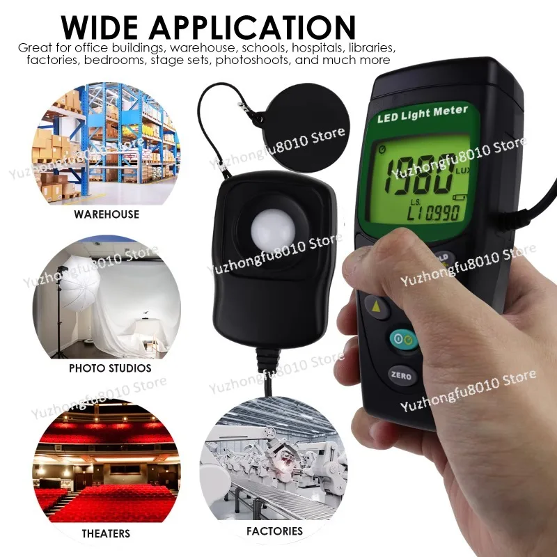 Digital illuminance meter 0-400,000, LUX/FC unit switching, multi-LED illuminance meter for photography, industry, agriculture