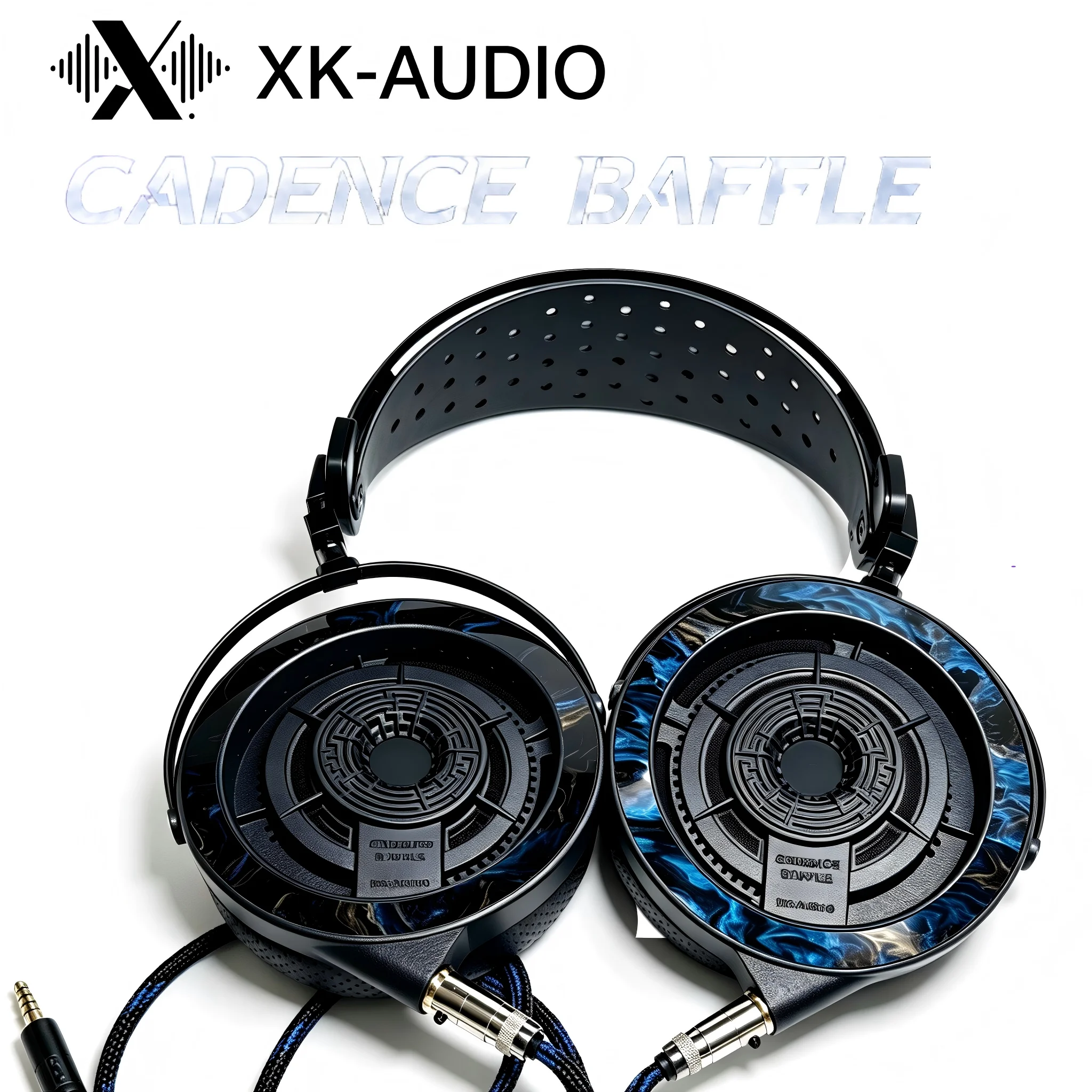 Наушники XK-AUDIO CADENCE BAFFLE с 70-мм динамиком, открытой конструкцией, диапазоном частот 5 Гц-50 кГц, сопротивлением 300 Ом, Hi-Fi, аудиофильские, полноразмерные, с разъемами 3.5, 4.4, 6.35 мм, XLR