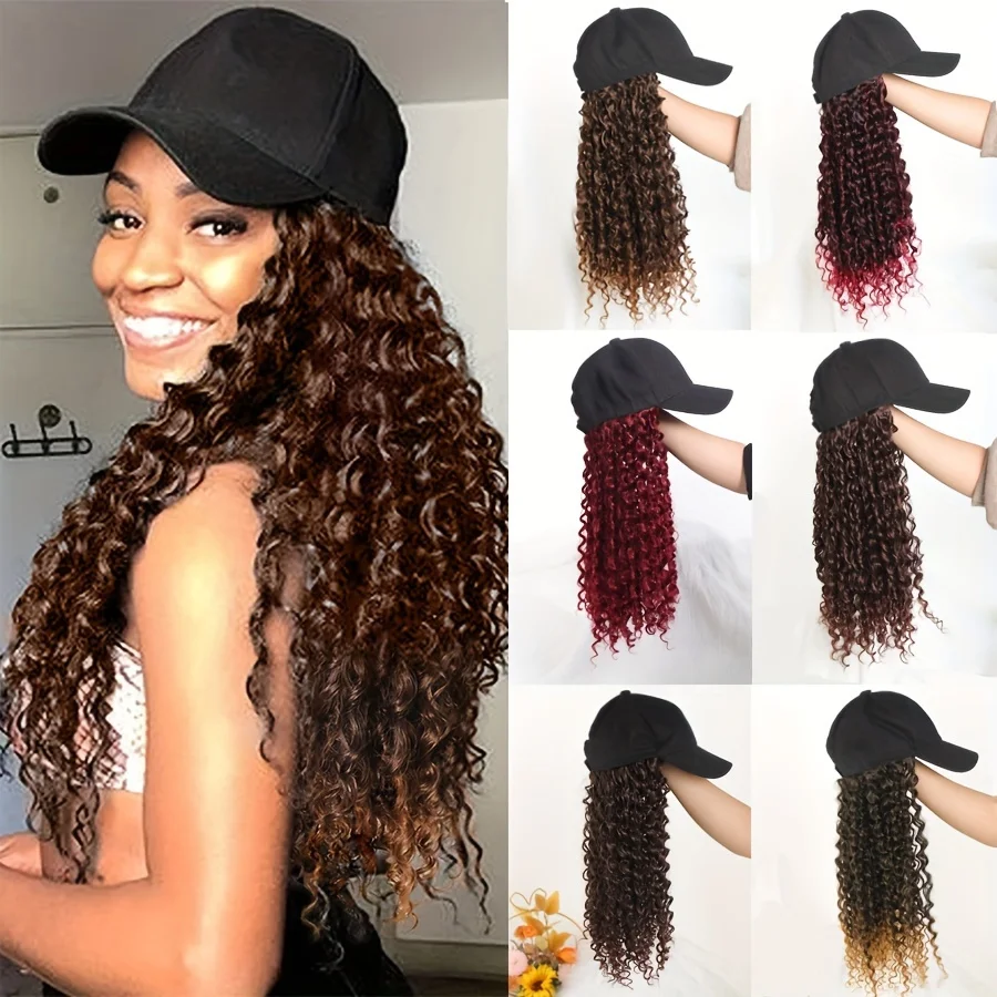 Synthetic 14-Inch Corn Wavy Hair Extension Baseball Cap - Adjustable Fit, Natural Look, Multiple Colors for All Occasions