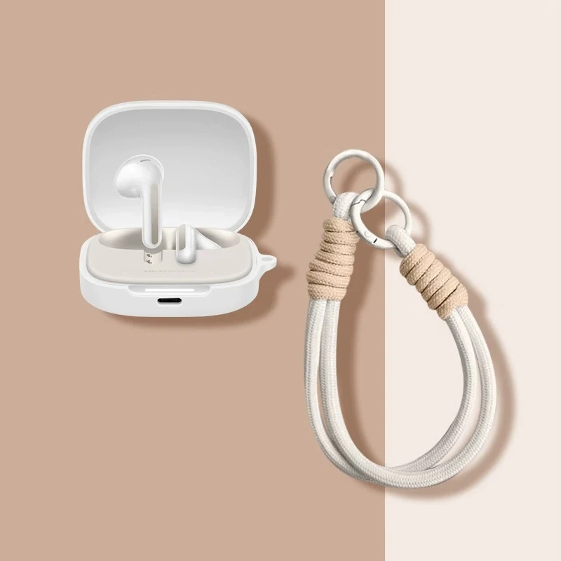 Silicone Protective Case For Xiaomi Redmi Buds 6 Play Solid Color Earphone Cases Redmi Buds 6 Play Headphone Shell With Hook