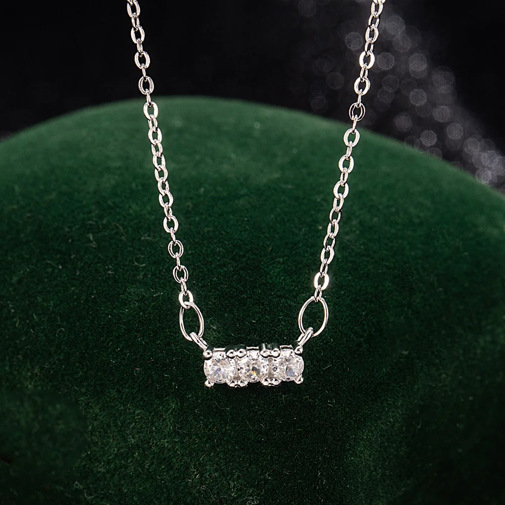 

925 Sterling Silver Necklace Straight Zircon Necklace Women's Fashion Simple Birthday Party Wedding Anniversary Jewelry Gift