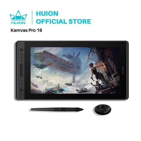 Huion Kamvas Pro 그래픽 태블릿 모니터, 배터리 프리 펜 디스플레이, 디지털 태블릿 드로잉 모니터, 틸트 AG 유리 포함, 16 15.6 인치