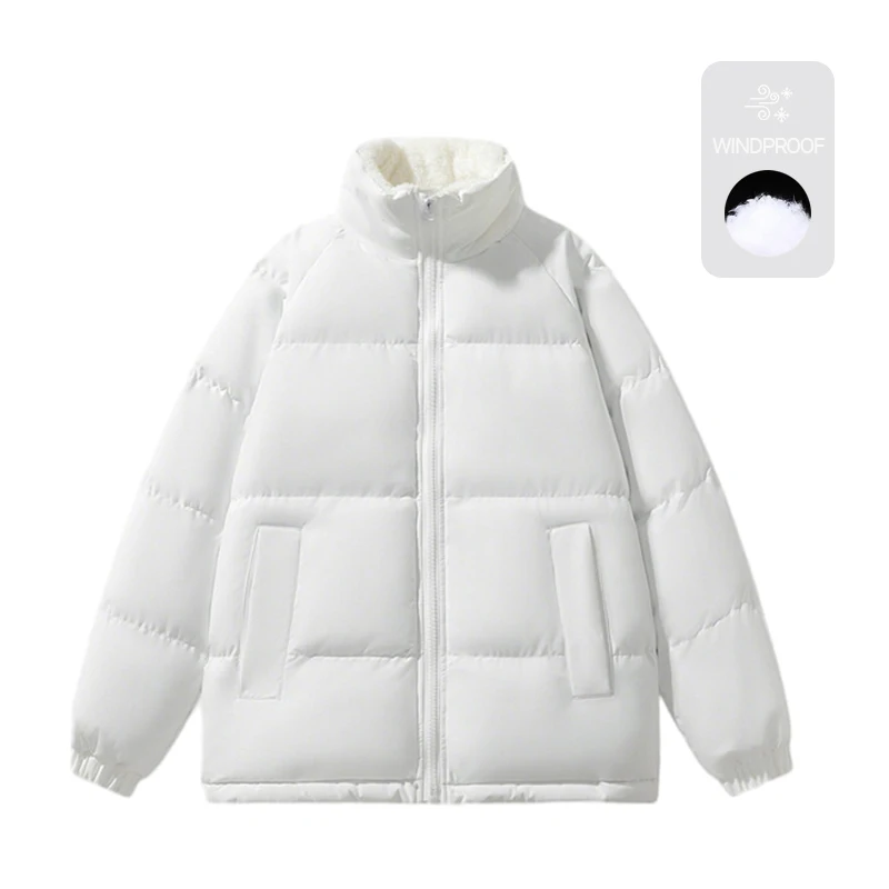 

Зимняя мужская хлопковая куртка с воротником-стойкой, стильная повседневная верхняя одежда большого размера, мужское термостойкое однотонное хлопковое пальто на флисовой подкладке