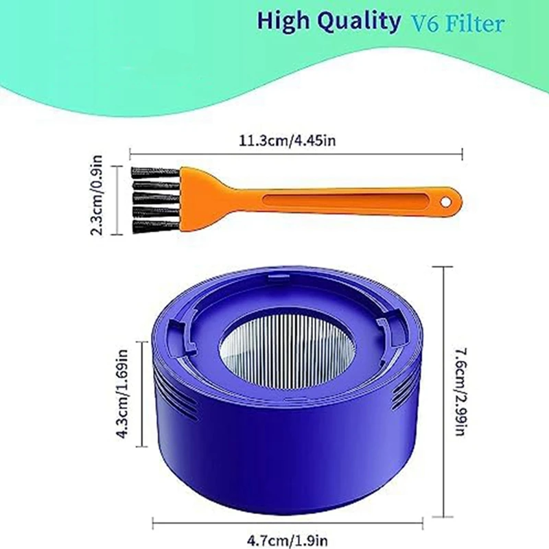 Kit de substituição do filtro de vácuo para Dyson, 3 pré e pós peças do filtro, V7, V8, 965661-01, 967478-01