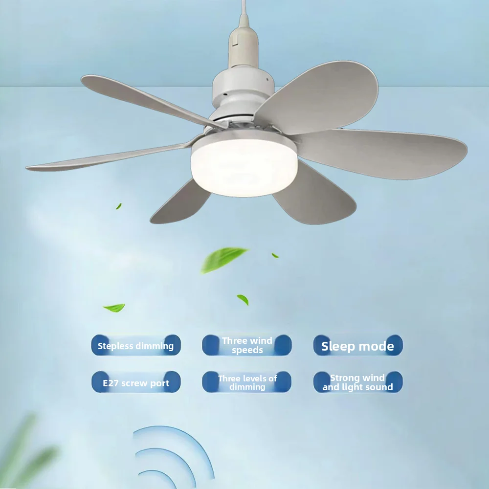 20.5-inch Diameter Ceiling Fan Light E27 with Remote Control for Dimming Suitable for Living Room, Study, Household Use, 85-265V