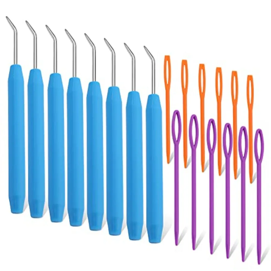 

Loom Knit Hook Set, Crochet Needle Hook Kit, 8 Pcs Knitting Loom Hooks with 12 Pcs Colorful Plastic Sewing Needles for Knitting