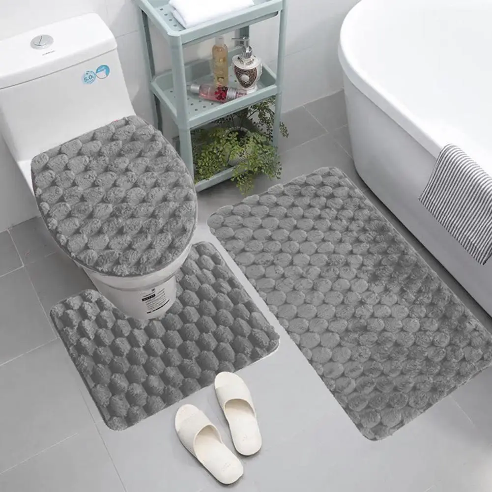 Home Life Warmth Rug Set Luxurious 3-piece Bathroom Mat Set with Non-slip Design Super Absorbent Material Thickened for Fall