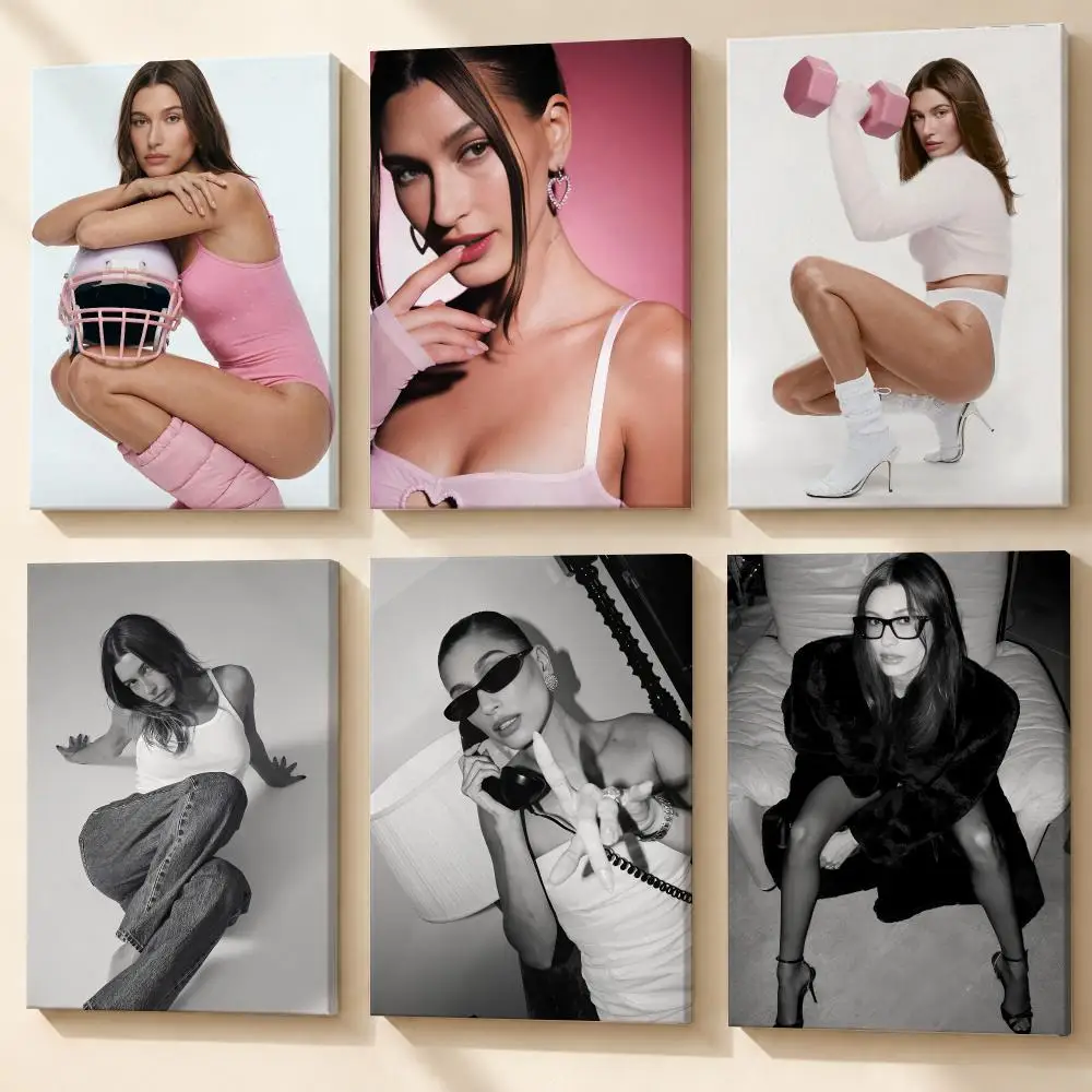Celebrity H-Hailey Bieber Framed Wall Painting Canvas Poster Wooden Stretcher Frame Inner Frame Kit for Wall Art Painting
