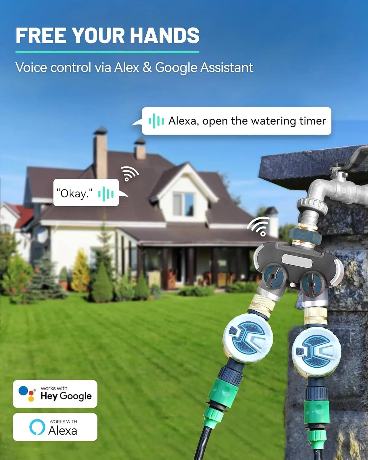 

Sprinkler Timer, WiFi Water Timer for Garden Hose, Smart Irrigation Controller, APP Remote Control (2.4Ghz WiFi Connection)New