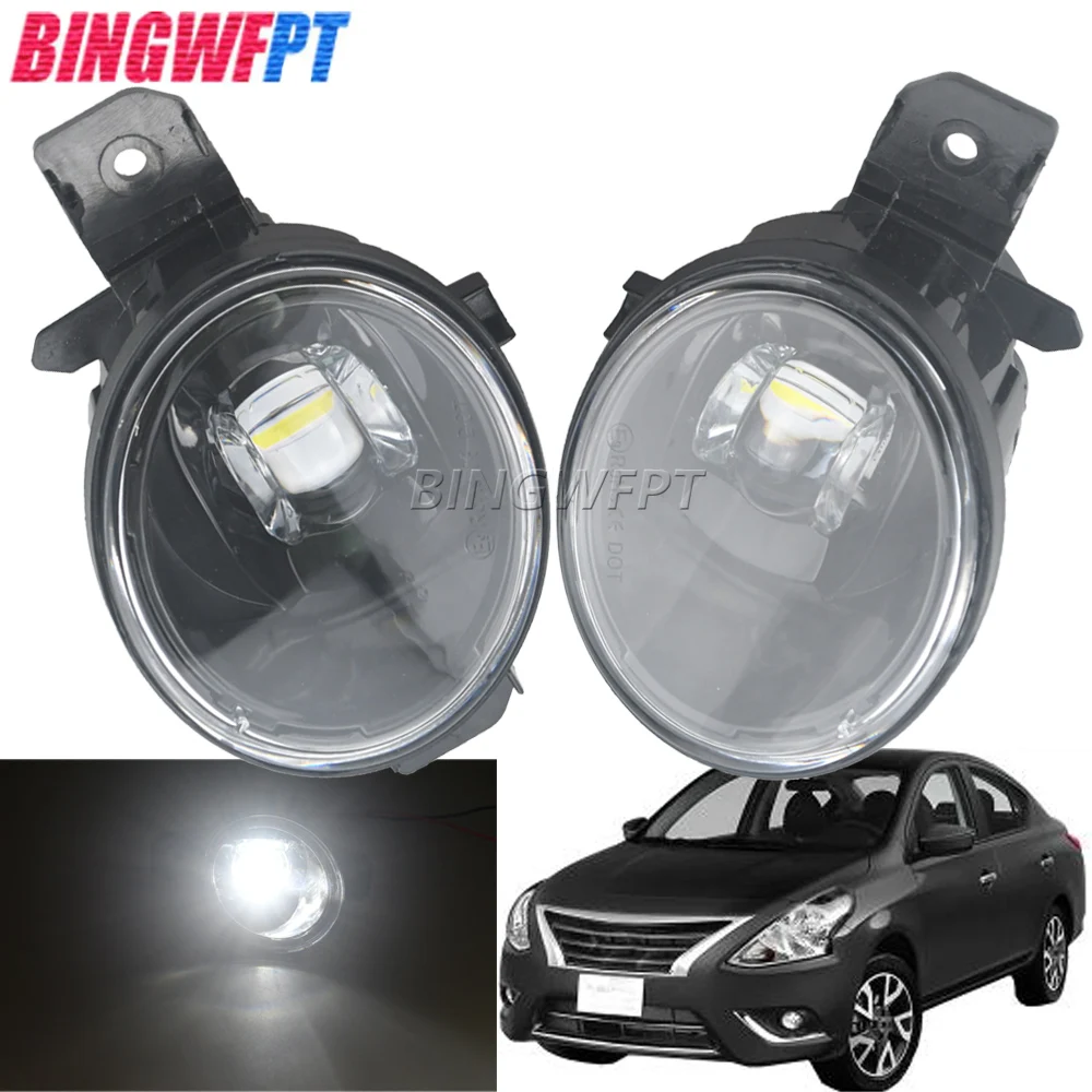 2x Fog Daytime Running Lamp DRL 12V For Nissan Versa 2012 2013 2014 2015-2019 NEW 2PCS Left + Right LED Lens Fog Light Assembly