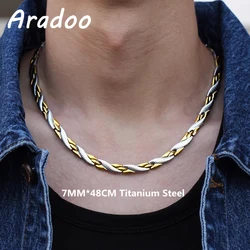 ARADOO Titanium Steel Dragon Pattern Necklace Anion Anti-Radiation Magnetic Slimming Necklace Stainless Steel Collar