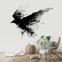 Gothic Raven Crows Bird Wall Stickers Vinyl Livingroom Playroom Nature Jungle Animal Decals Man Cave Decoration Poster DW12442