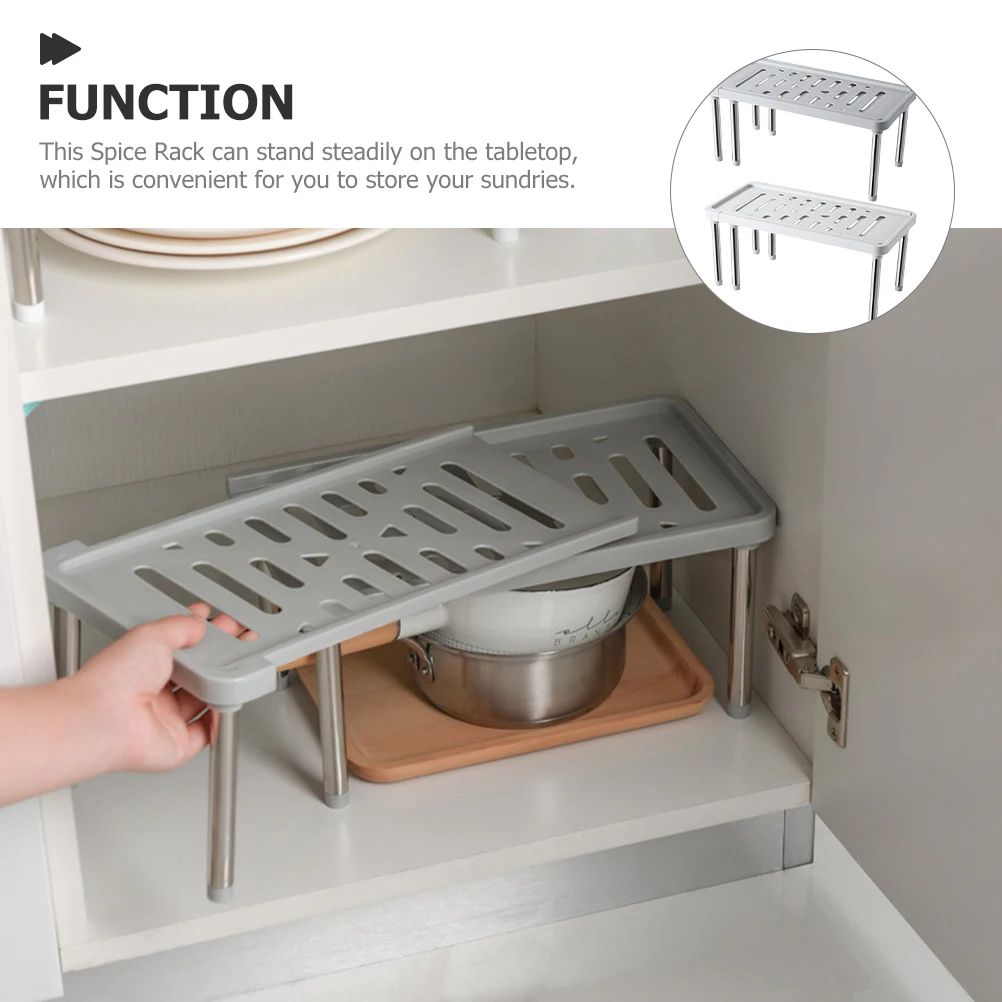 

2pcs Kitchen Spice Rack Storage ganizer White Grey PP Stainless Steel Practical Shelf Household Accessories