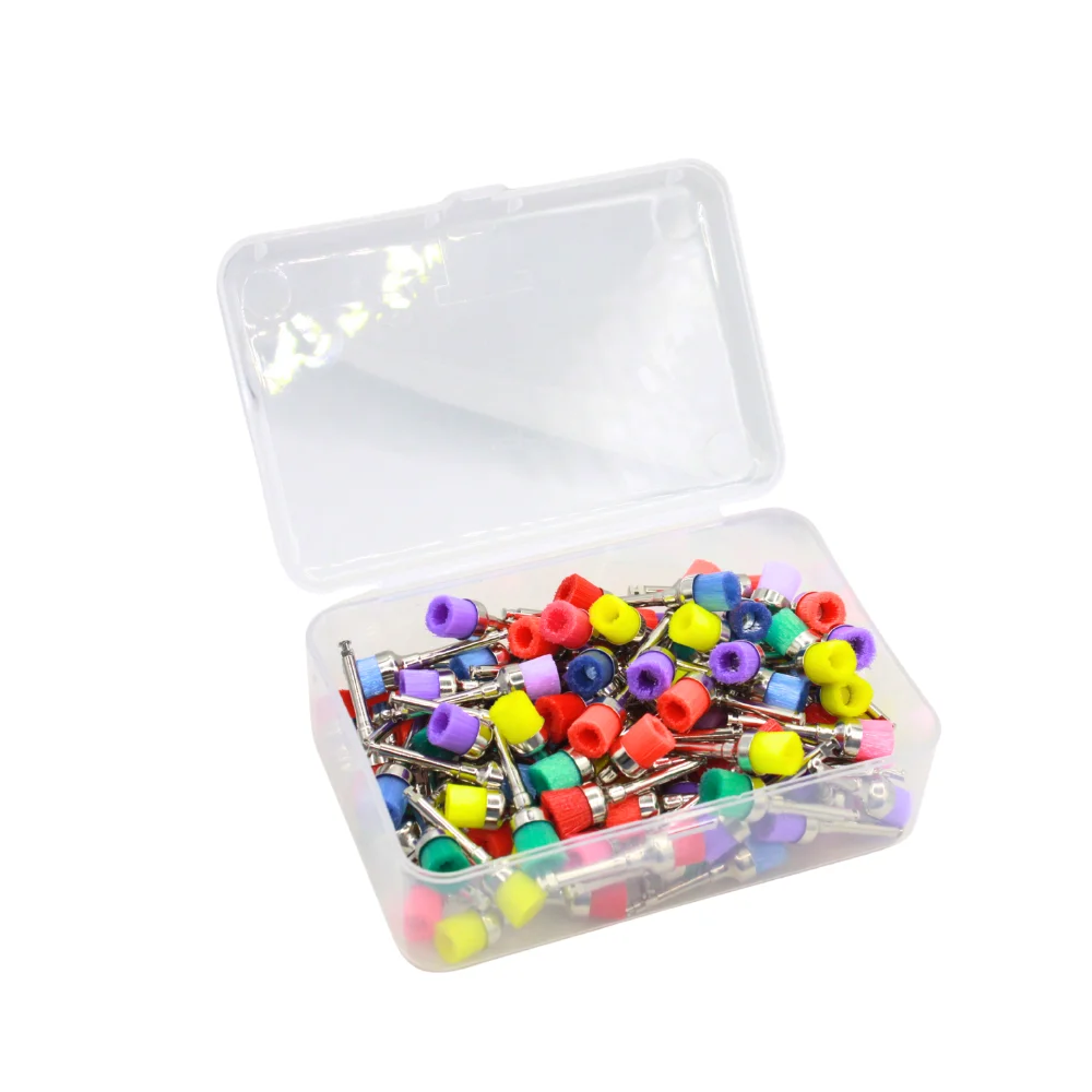 AG 100pcs Dental Lab Nylon Latch Small Flat Polishing Polisher Prophylaxis Brushes Disposable Dental Care Brush Head