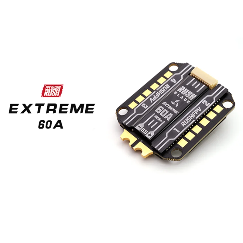 

32Bit 60A Extreme Edition 4in1 AM32 ESC RUSHFPV, 80A Peak Current Compact Lightweight 16.5g Orange LED Speed Controller