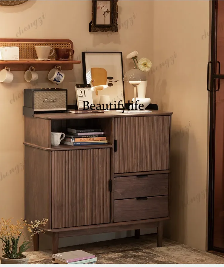 a55 Small apartment dining room wall cabinet locker multi-functional solid wood dining side cabinet living room home