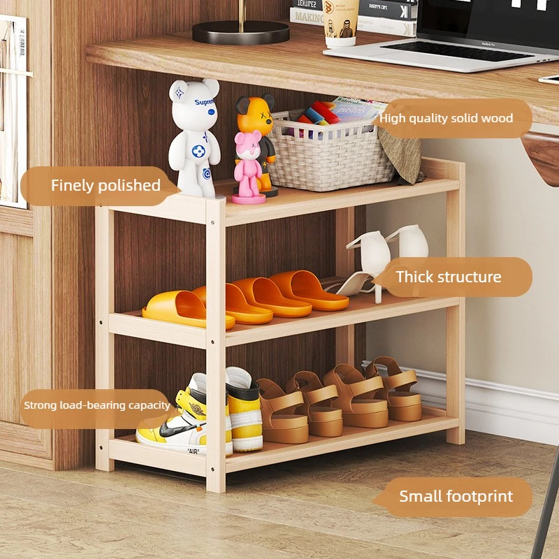 Massivholz-Bücherregal Aufbewahrungsregal für Schlafzimmer Wohnzimmer Küche Schreibtisch-Organisation Kleines Schuhregal Aufbewahrungshalter