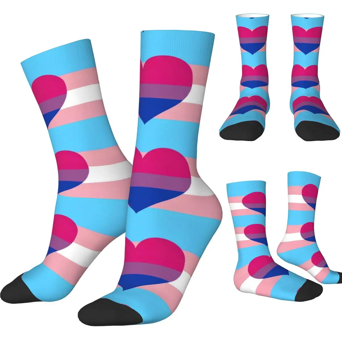 Transgender And Bisexual Socks Polyester Fashion LGBT Pride Rainbow Socks Novelty Spring Summer Autumn Winter Socks Gift