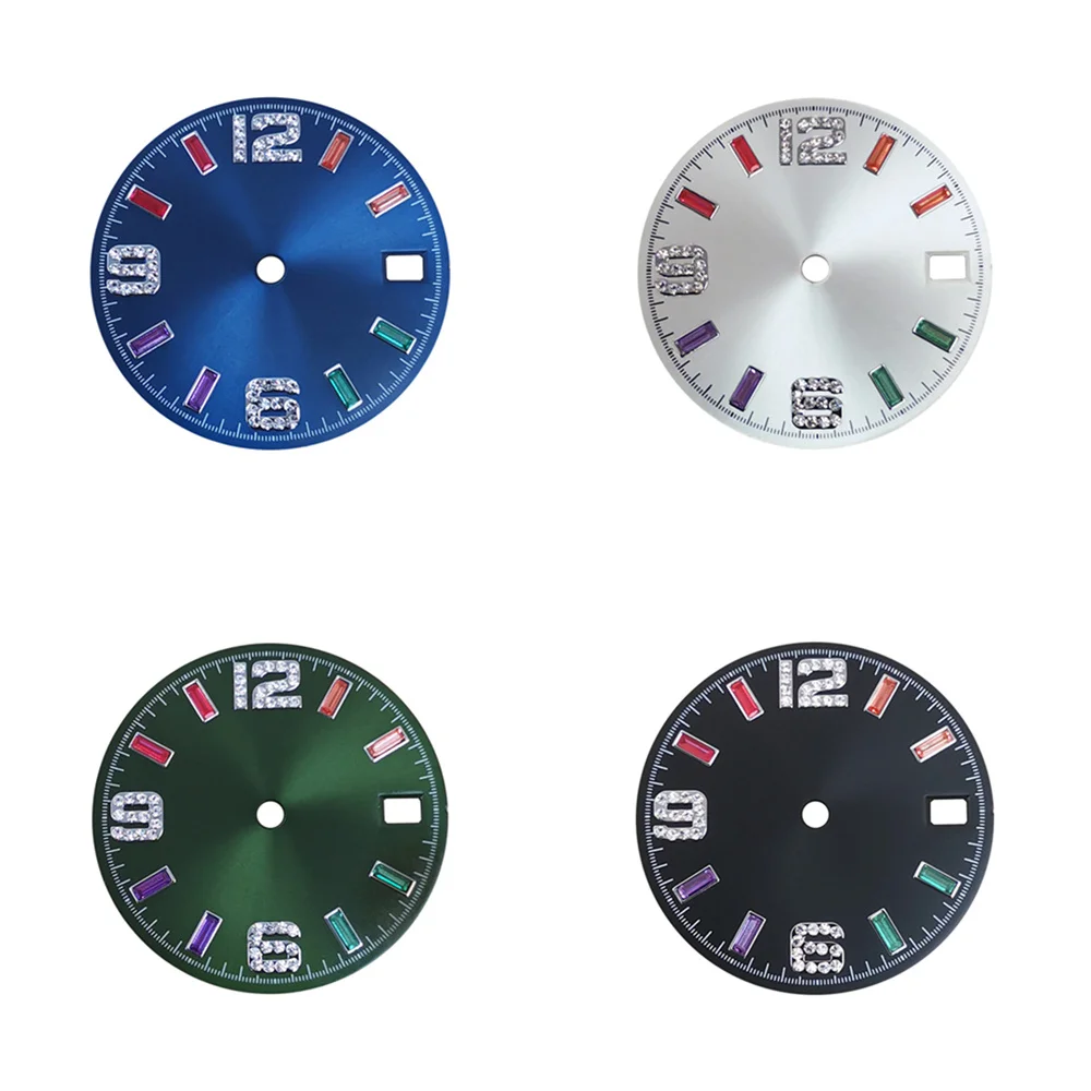 28.5mm Classic Number 6.9.12 Dial Single Calendar Sun Pattern Rainbow Scale Dial For Japan NH35/ NH36/ 4R/ 7S Movement