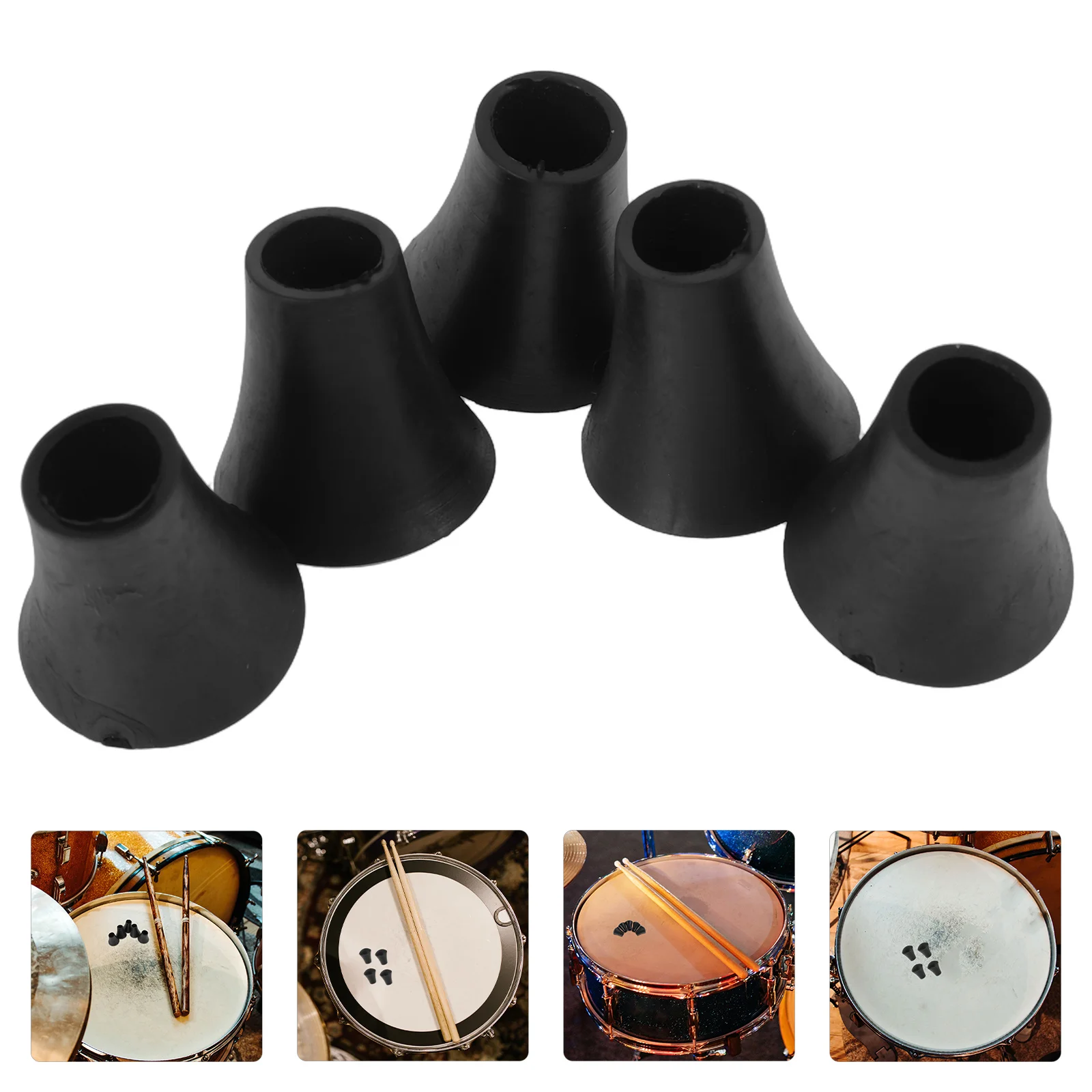 

5pcs Drum Leg Covers Durable Rubber Anti-Skid Bracket Mount For Floor Kick Base Drum Stable Support Instrument Parts