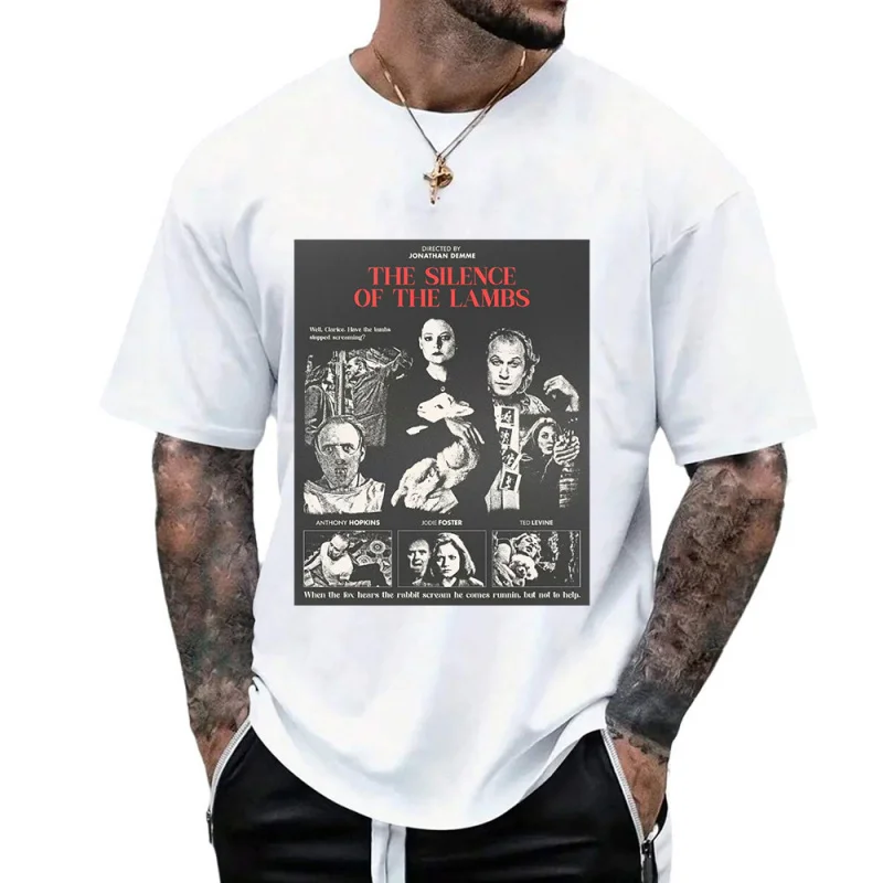 

0223 Retro Horror movie The silence of the lambs t shirt Hannibal Vintage Scary film Hannigram Graphic clothes All size Tee