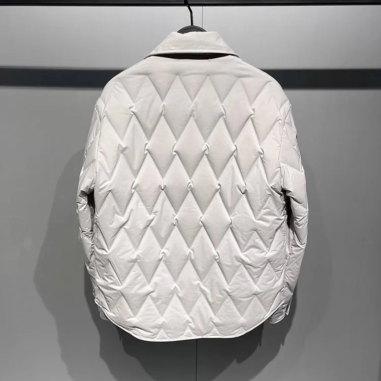 التصميم الأصلي خفيف الوزن من Jaet العلامة التجارية العصرية 2023 الشتاء بدوره إلى أسفل طوق ملابس العمل الماس عارضة Du down irt Jac... #4