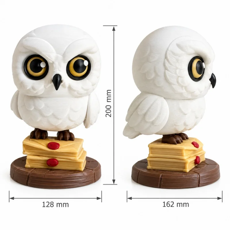 3D Print Plastic Owl Figure Standing On Books Base Cartoon Bird Statue Home Shelf Desktop Decoration Bookworm Gift for Reader