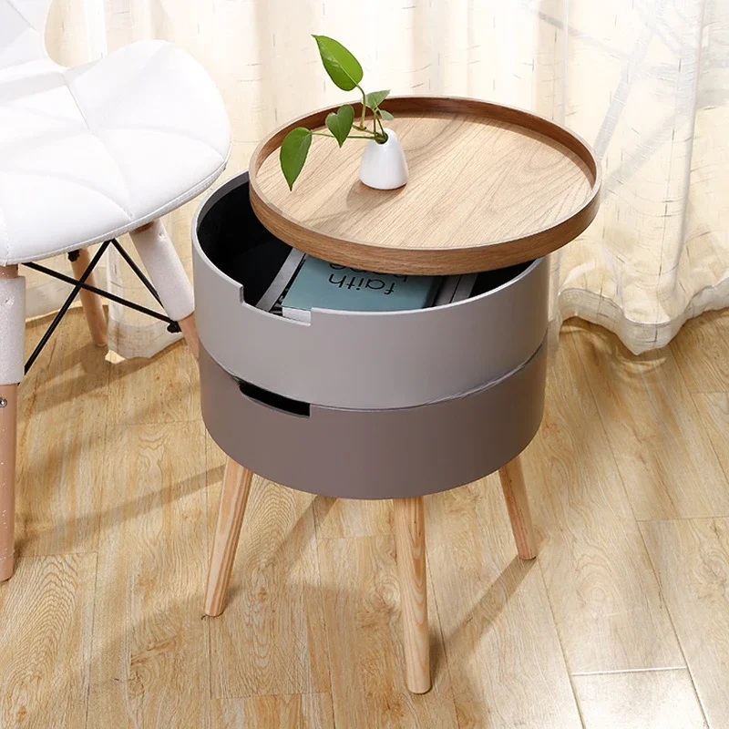 Multi-use Solid Wood Nordic Creative Coffee Table Simple Sofa Side Table Corner Bed Round Table Storage Box End Tables Desk