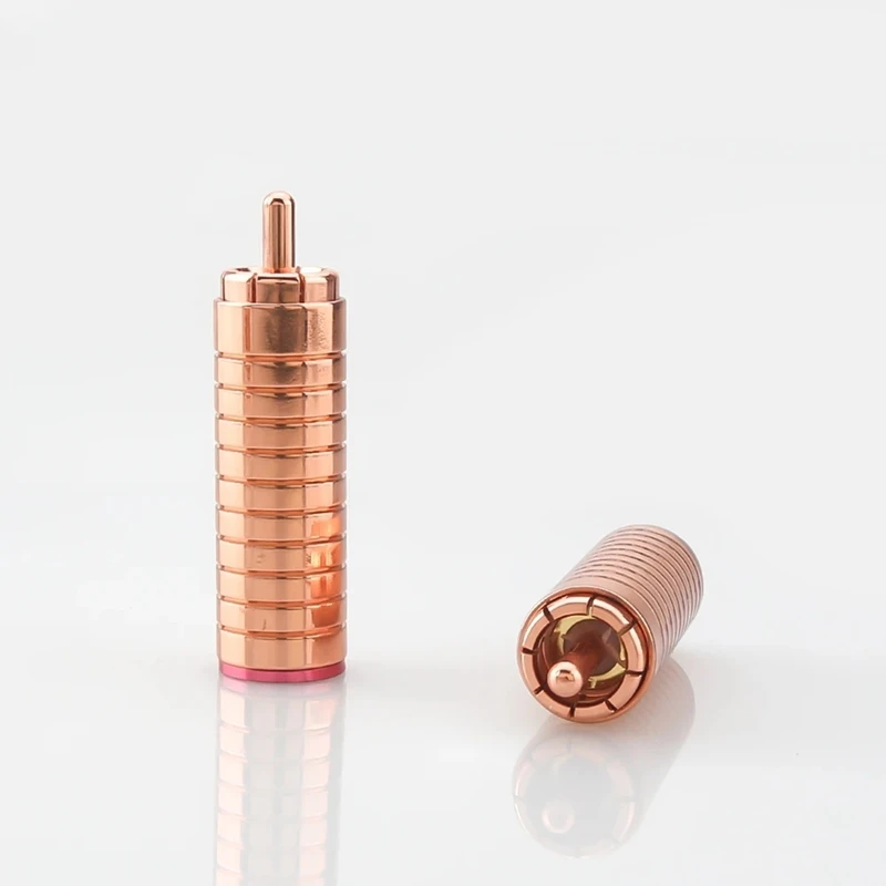 Super Sale 4/Pcs for Red Copper Plated for RCA Interconnect Plug Audio Cable