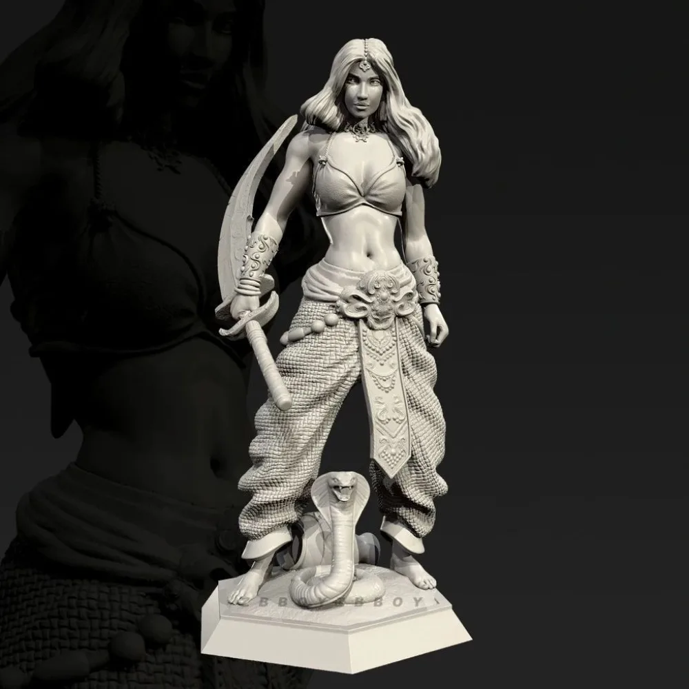 28mm 38mm 50mm Arabian Female Warrior Unpainted White Model of GK Resin for 3D Printing DIY Self-assembly Model Gift