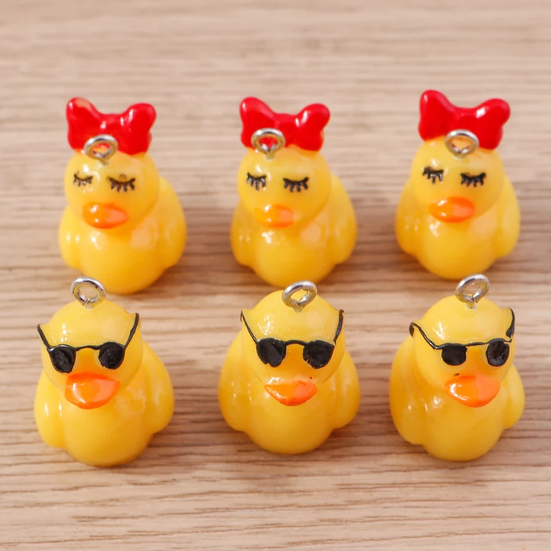 Tusember 10 Stück Niedliche 3D Cartoon Sonnenbrillen Gelbe Enten-Anhänger für Schmuckherstellung DIY Ohrringe Halsketten Armbänder Basteln – Detail 4