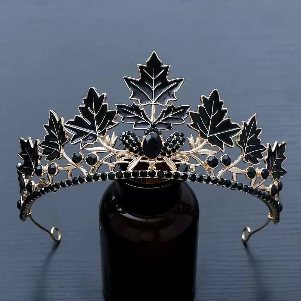 

Темный кленовый лист, головные уборы, свадебная корона для волос, диадемы принцессы, фестиваль дня рождения, аксессуары для волос на Хэллоуин