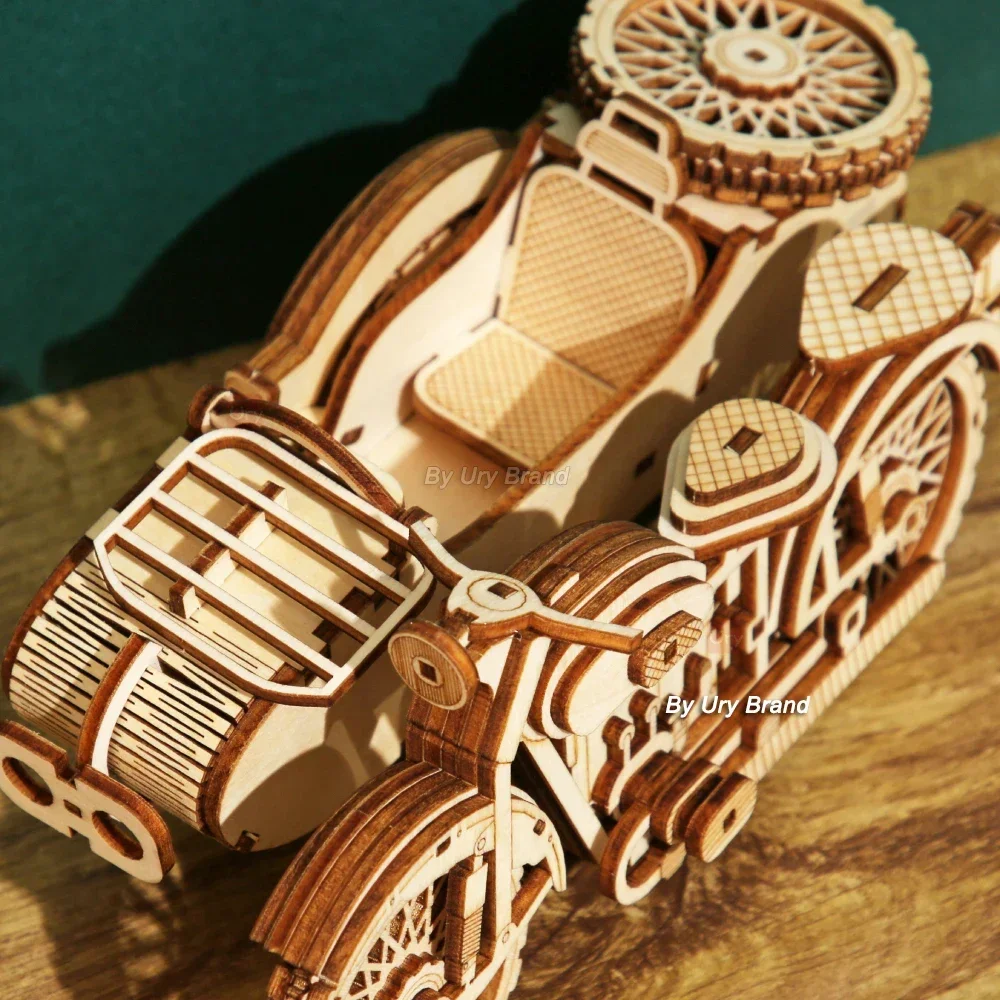 3D Wooden Puzzle Motorboat Three Wheels Motorcycle Jigsaw Child Montessori Educational DIY Models Toys Gift for Adults Boys