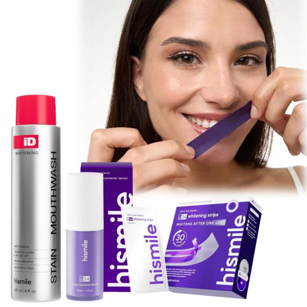 Teeth Whitening Kit Hismile - Hismile Mundpflege-Set ID Fleckenentferner Mundwasser V34