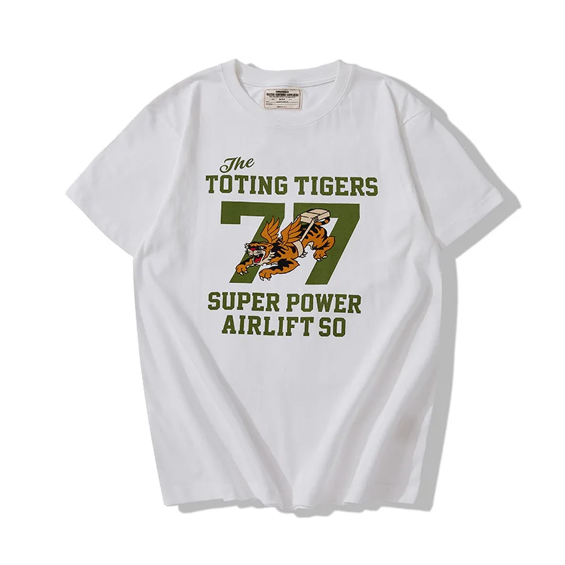 New American Military T-shirt 210g Letter Printed Amikage Round Neck Short Sleeved TEE Retro Casual