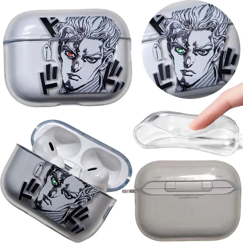 جوجو غريب مغامرة حافظة سماعة الاذن من البولي يوريثان ل Airpods 4 3 2 1 Pro Pro2 للصدمات الكرتون أنيمي لينة حالات الغطاء الواقي جديد