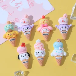 10Pcs Cartoon Resin Cute Cartoon Animal Ice Cream Cake Pendant Scrapbook Craft Diy Jewelry Making Manicure Bows Accessories A12