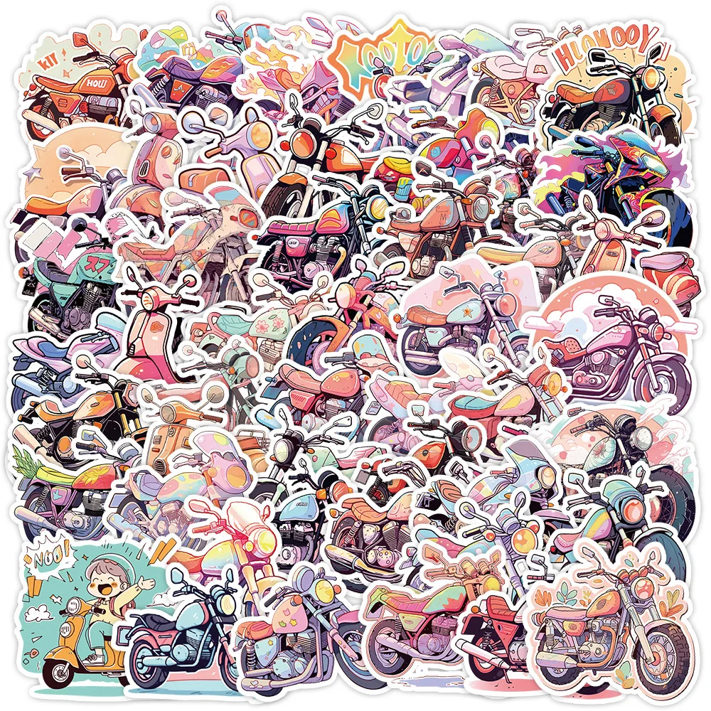 

10/30/50pcs Cute Cartoon Colorful Motorcycle Stickers Kawaii Creative Graffiti Decoration Decals for Phone Skateboard Notebook