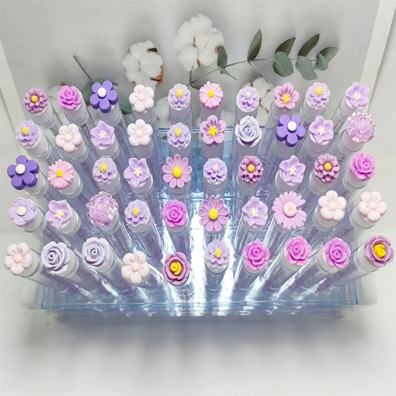 Flower Tube Wimpernbürsten-Set, wiederverwendbare Mascara-Bürste mit Kristallflasche, staubdichte Aufbewahrungsröhrchen für Wimpern- und Augenbrauenbürsten zum Aufbewahren von Make-up – Detail 6
