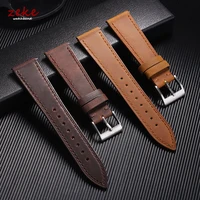 Bracelet de montre en cuir Vintage à dégagement rapide, couture en cuir de vache, pour Omega 18/19/20/21/22/24mm, marron, pour Seiko 3