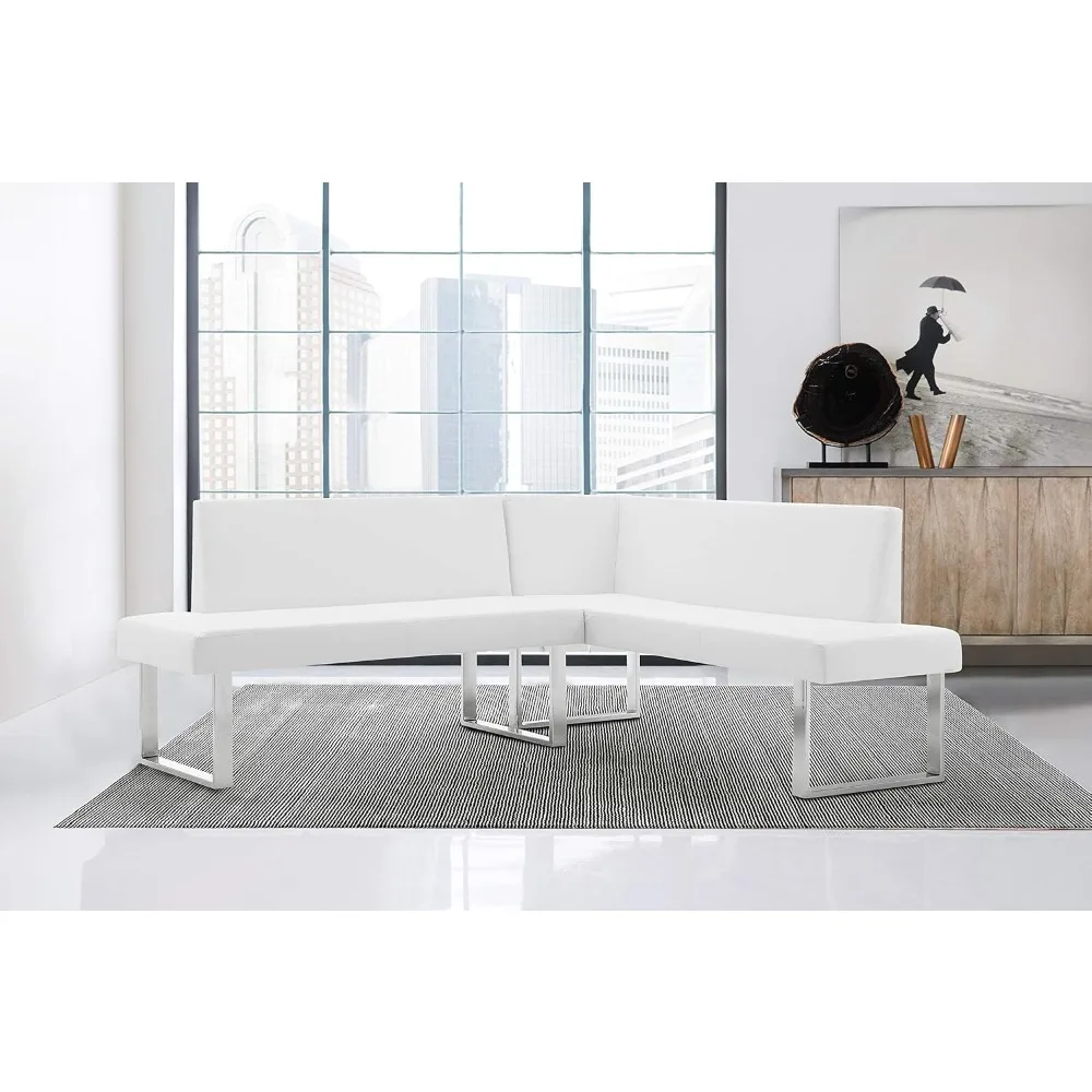 Living Amanda Sectional in White and Chrome Finish 79.5