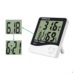 Digital LCD Electronic Humidity Meter Smart Electric Digital Hygrometer Thermometer Weather Station Clocks Outdoor For Kitchen