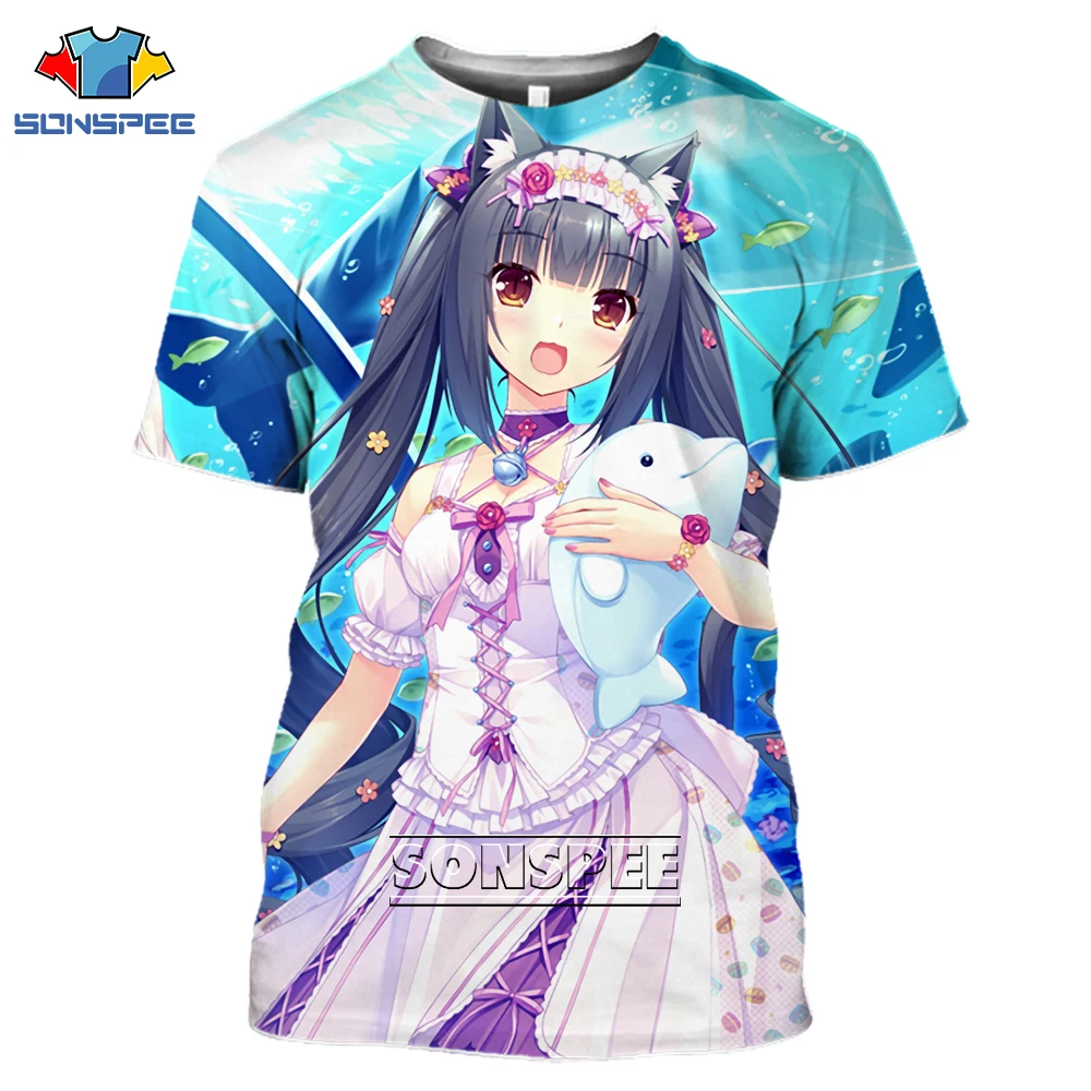 SONSPEE NEKOPAPA Anime Game Men Women 3D Print T-shirt Fashion Harajuku Sexy Loli Summer Hip hop Casual Short Sleeve O-Neck Top