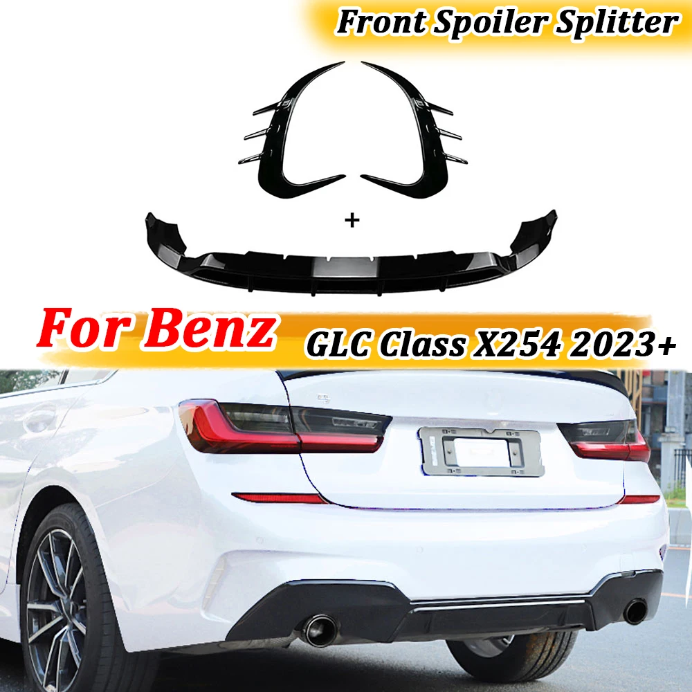 

ABS Car Front Lip Spoiler for Mercedes Benz GLC Class X254 GLC 260 300 Sport 2023+ Rear Side Air Vent Bumper Splitter Trims