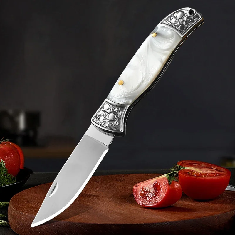 Folding Knife Slicing Steak Meat Fish Fruit Boning Knife Kitchen Knives Stainless Steel Resin Handle Utility Cleaver Meat Knife