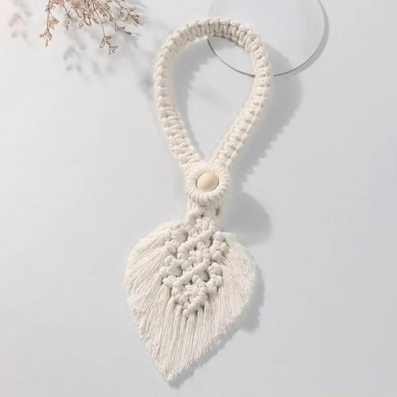 QX2E Drapery Holdback Curtain Decoration Hand-woven Curtain Tie Rope Macrame Curtain Strap for Home Room Ornaments