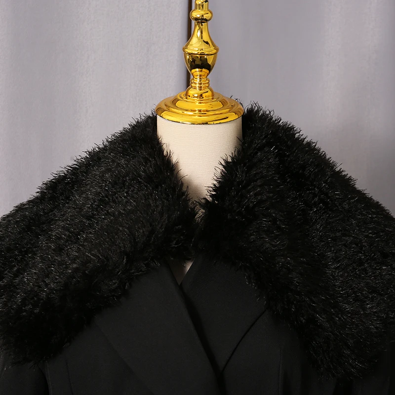 KBQ مزاجه الصلبة الفاخرة تقسم الزنانير سترة للنساء التلبيب كم طويل خمر أنيقة سترة واقية الإناث جديد #3