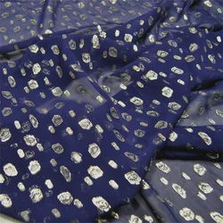 Small Floral Navy Color Ground Beautiful Design Popular Great Material Silk Metallic Fabric for Girl Dress